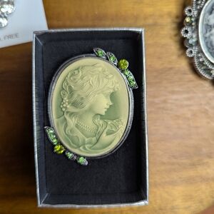 Elegant Green Cameo Brooch